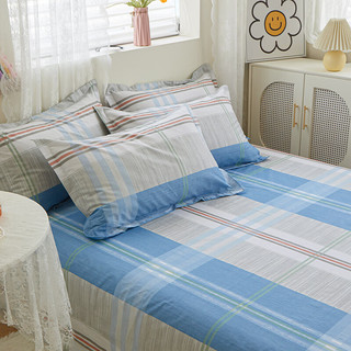 恒源祥纯棉床单单件100%棉被单床罩宿舍家用床垫保护罩单双人 北欧小镇 200*230cm（直角）