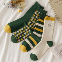 卡拉美拉（Caramella）袜子女秋冬女袜长筒长袜秋季2023中筒袜冬季厚棉袜子 长筒女士潮袜4双装-13 均码
