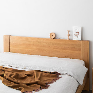 原始原素实木床橡木床1.5米双人床北欧现代简约卧室床主卧双人床普通铺板 原木色床