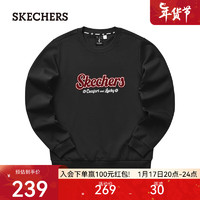 斯凯奇（Skechers）2024年新年系列女子套头卫衣圆领柔软舒适红色上衣L124W027 碳黑/0018 S