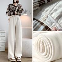 唐狮 TONLION秋冬季加绒雪尼尔长裤女宽松休闲阔腿长裤百搭加绒保暖阔腿裤女