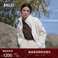 AIGLE艾高秋冬ACW22WFLE011女士户外保暖全拉链抓绒衣休闲外套 粉白色 AG041 M(165/88A)