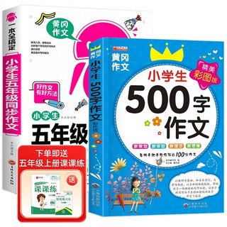 小五年级同步作文上下册通用+500字限字作文（共2册） 优秀满分获范文辅导资料 五年级同步作文+500字作文