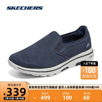 斯凯奇Skechers健步鞋男鞋防风保暖减震透气耐磨中老年加绒休闲鞋661054 海军蓝色/NVY 44