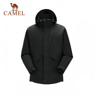 骆驼（CAMEL）冲锋衣男女款三合一抓绒加厚保暖防风透湿户外外套服 7A12263742，深橄榄，男 S