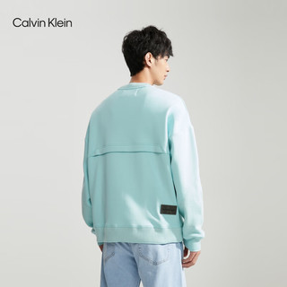 Calvin Klein Jeans24春季男士休闲通勤分割线设计纯色圆领卫衣J325007 CII-碧泉绿 S