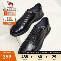 骆驼（CAMEL）2024柔软牛皮男鞋软底舒适通勤商务运动皮鞋 G14S155129 黑色 40