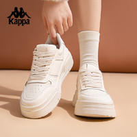 KAPPA卡帕女鞋小白鞋女2024春季板鞋子女百搭休闲鞋黑白熊猫运动鞋 经典白 35