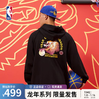 NBA龙年系列 芝加哥公牛队/湖人队/勇士队宽松连帽卫衣男子秋冬外套 勇士队-黑色 XL