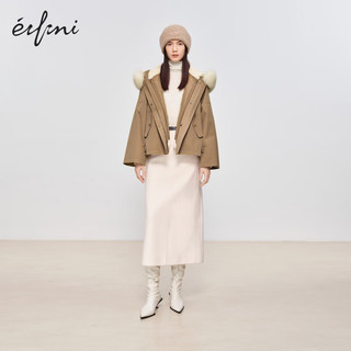 伊芙丽（eifini）伊芙丽时尚潮流百搭短外套冬季1EB212261 卡其色 155/80A/S