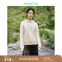 茵曼(INMAN)新中式萌趣本命年龙年新年红卫衣2024春女装宽松连帽上衣 浅杏色 M