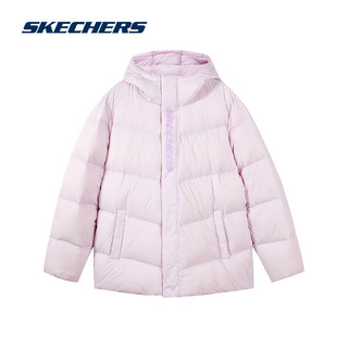 斯凯奇Skechers抗风防皱运动连帽羽绒服女冬季保暖外套男L422U069 云雾紫/02PM XXL