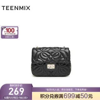 TEENMIX 天美意 包包女包通勤百搭时尚链条包女斜挎包2023冬X2761DX3 黑色 F