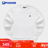 FILA FUSION斐乐潮牌男子针织套头衫冬季时尚休闲男装长袖卫衣 标准白-WT 190/108A/XXXL