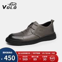 VOLO犀牛男鞋商务休闲皮鞋男士软皮软底舒适正装皮鞋 灰色 41