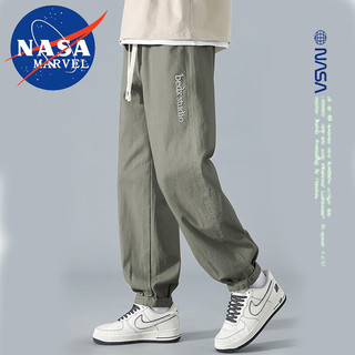 NASA MARVEL 休闲裤男春秋季美式工装百搭男裤休闲潮牌春款裤子 黑色 XL