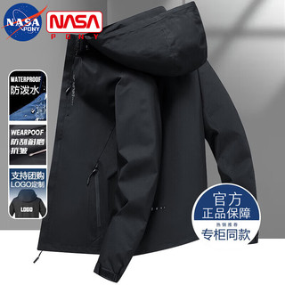 NASA PONY 冲锋衣男春秋季夹克男女户外防风防水登山外套 6266黑色 XL（115-135斤）