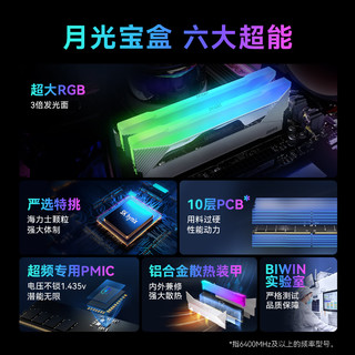 BIWIN 佰维 DX100 DDR5 6000MHz RGB 台式机内存 灯条 星光银 32GB 16GBx2 C30