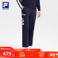 FILA 斐乐男士针织长裤冬季基础简约网球运动裤运动裤子 RD宝蓝-NV 175/84A/L