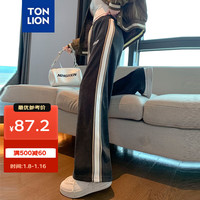 唐狮 TONLION女显瘦高腰宽松阔腿休闲运动长裤WP 炭灰 S