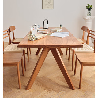 良工全实木樱桃木餐桌加厚大板桌家具岛台餐桌北欧日式工作台书桌 2.4米餐桌