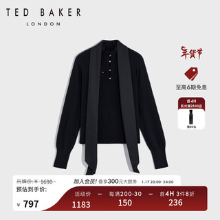 Ted Baker冬女士长袖绵羊毛系带套头针织衫271347 藏青色 0