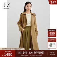 玖姿·安娜蔻都市风潮经典机能风挡腰带X型风衣女2024春季 棕色 XS
