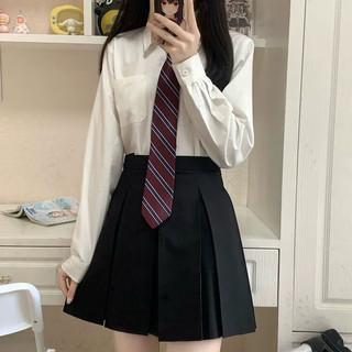 FSHE学院风JK制服全套开衫外套女秋冬日系制服毛衣套装制服针织衫 黑色百褶裙单件 XL