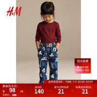 H&M【迪士尼系列】童装女童23冬季米妮印花阔腿牛仔裤1197423 牛仔蓝/米妮老鼠 135/60