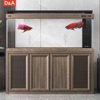 德克（D&A）龙殿系列大型专业龙鱼缸客厅家用落地超白玻璃生态底滤智能水族箱 胡桃木纹（专业款） 176x68x165cm