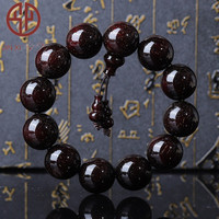 今夕360度爆满金星印度小叶紫檀手串佛珠2.0男士手链20mm【附证书】