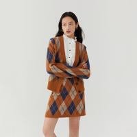 丽丽 LILY23冬半身裙女复古格纹修身款A字针织半身裙