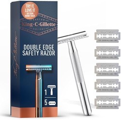 Gillette 吉列 King C. 男士雙刃剃刀 + 5 個鍍鉑金雙刃刀片