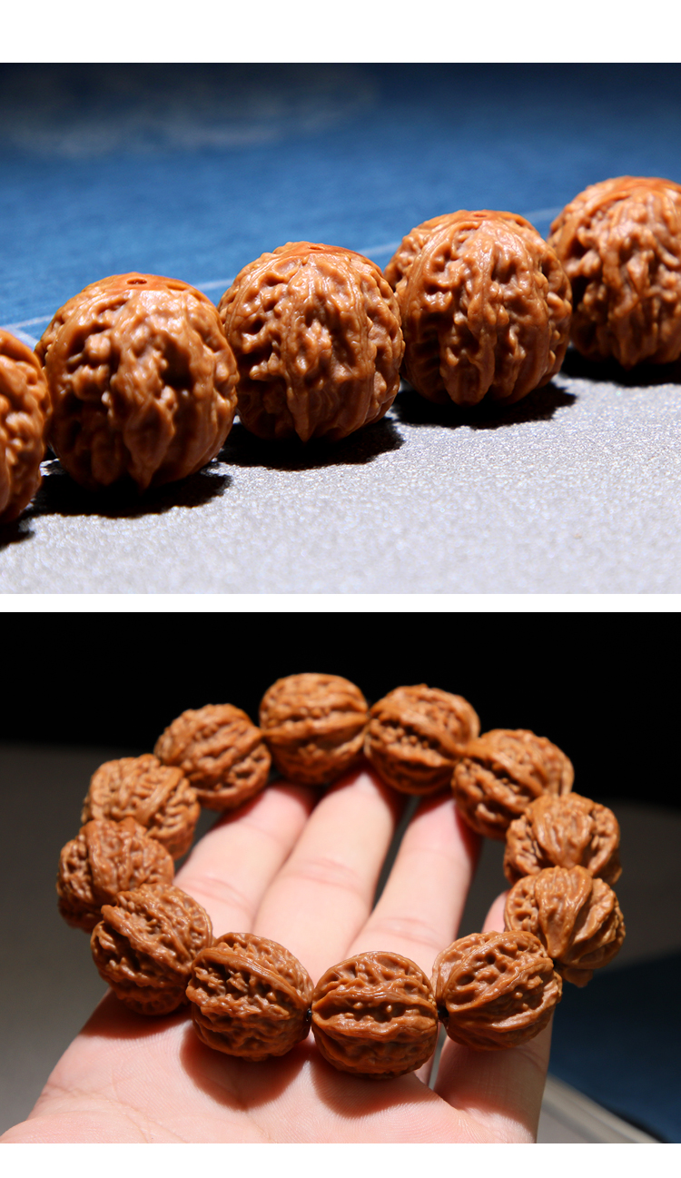 欧梵洛门头沟京八棱文玩野生粗筋小山核桃手串男女单圈文玩佛珠核桃手持