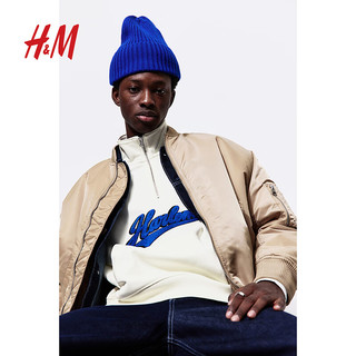H&M男装卫衣203年冬季柔软拉绒上部配拉链大廓形卫衣1105664 奶油色/Harlem 180/124A