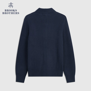 布克兄弟（BrooksBrothers）男士立领棉质纯色针织毛衣开衫 4004-藏青色 L
