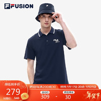 FILA FUSION斐乐潮牌男子短袖POLO夏季网球运动上衣 深黑-BK 175/96A/L