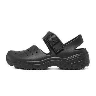 斯凯奇（Skechers）斯凯简约洞洞鞋女透气运动时尚拖鞋111247 BBK全黑色 38 