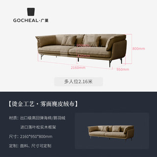 广巢（GUANGCHAO）意式极简科技布沙发磨砂布小户型客厅直排三人位沙发复古沙发 Mocha多人位2.16米