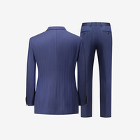 By Creations【Drago】柏品人字纹商务西服套装男高支纯羊毛新郎结婚西装 深蓝色人字纹 50(175/96A)