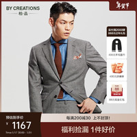 柏品纯羊毛商务西服套装男职业通勤正装千鸟格法兰绒磨毛西装新郎礼服 黑白千鸟格 48(175/92A)