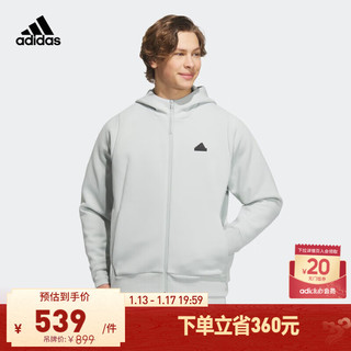 adidas 阿迪达斯 「治愈服」阿迪达斯ZNE系列温暖排汗男装加绒运动连帽外套 银灰 A/L