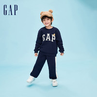 Gap男幼童冬季LOGO加绒保暖卫衣卫裤两件套运动套装841425