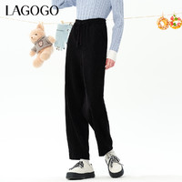 La·go·go 拉谷谷 Lagogo拉谷谷2023冬季新款高腰显瘦直筒裤黑色休闲裤女灯芯绒裤子