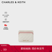 CHARLES&KEITH23冬季撞色绗缝菱格迷你卡包女CK6-50680926-1 Cream奶白色 XXS
