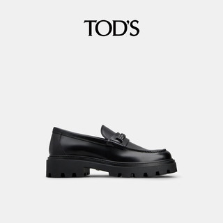 TOD'S【秋冬特享】男士皮革厚底链条扣乐福鞋时尚休闲皮鞋男鞋 黑色 42