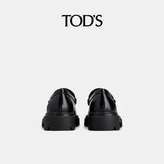 托德斯 TOD'S【秋冬特享】男士皮革厚底链条扣乐福鞋时尚休闲皮鞋男鞋 黑色 39