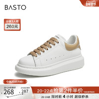 BASTO 百思图 春秋商场同款厚底增高小白鞋平底板鞋女运动休闲鞋NC052CM2