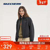 斯凯奇（Skechers）雅钻系列女子梭织外套L323W043 碳黑/0018 S