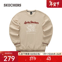 SKECHERS 斯凯奇 2024龙年男女同款圆领卫衣时尚百搭L124U052 爱尔兰奶油色/028R XL